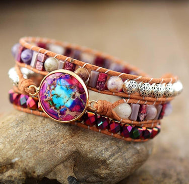Boho Purple Imperial Jasper Wrap Bracelet-Your Soul Place